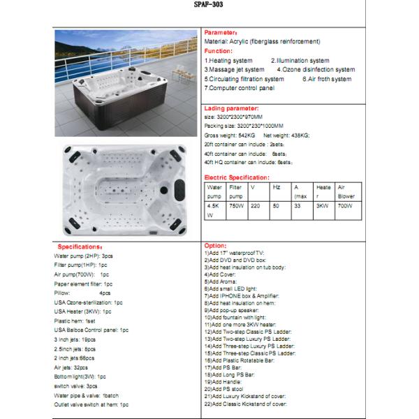 hot tub ,Outdoor Bathtub,swim spa,whirlpool,bahtub ,hot bathtub,swing pool  SPAF-303