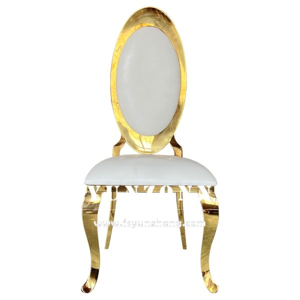High Quality Stainless Steel Dining Chair Gold Finish Stackable Hotel Furniture Metal PU Back Wedding Banquets Outdoor Halls