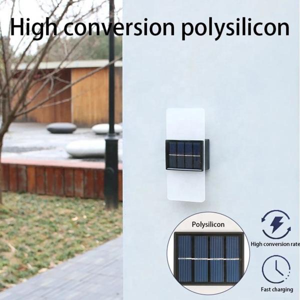 Acrílico LED Parede exterior Sconce LED Luzes a energia solar Luz branca fria