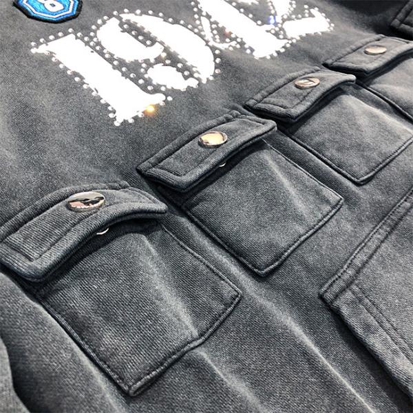 Label Customized Printing Label Oem Hoodie With Contract Stitch Rhinestone Embroidery Logo And Acid Washed Vintage Design