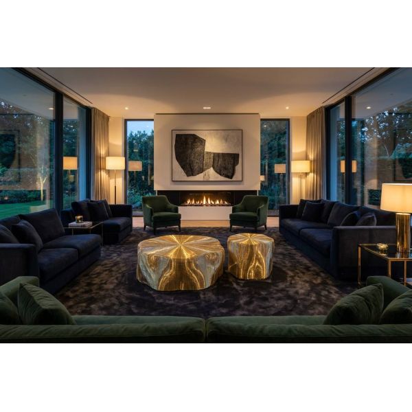 Luxury PVD Gold Plated Stainless Steel Irregular Wire Mesh Coffee Table for Villa
