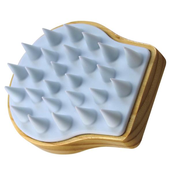 Relaxation Function Wood and Silicone Hair Scrub Brush Comb for Women Scalp Massager