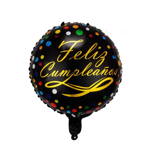 Spanish Happy Birthday Round Hexagonal Aluminum Film Balloons 18 Inch