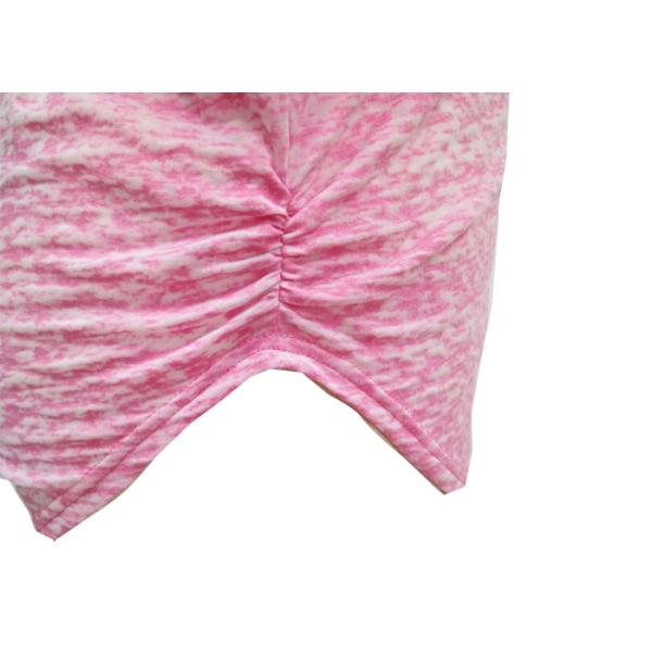 1/2 Length Batwing Sleeves Ladies Casual T Shirt Half Zipper V Neck Snow Mélange Fabric