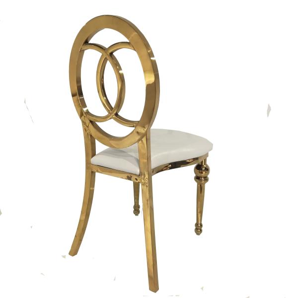 Gold Stainless Steel Banquet Chair With Fixed Soft Cushion