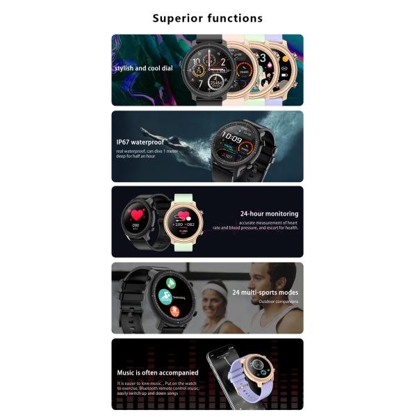 1,28 шаг дозора 170mA водоустойчивых спорт дюйма IP67 умный считая BLE 5,0