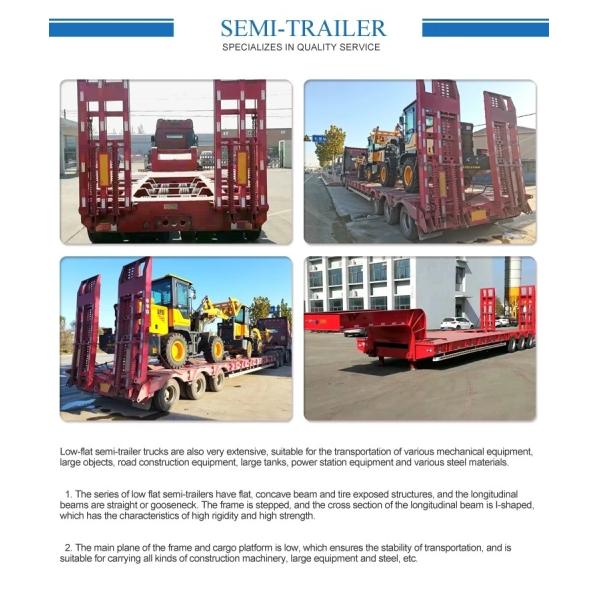 Grade Heavy Duty 3 Axle Low Flatbed Semi Trailer Chassis for Container Transport