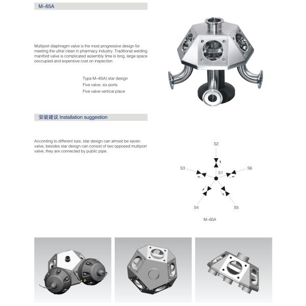 SS sanitario válvula de diafragma neumática multipuerto con C - TOP para la industria farmacéutica
