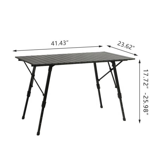 Adjustable Aluminum Camping Table 105x60cm 30kg Load Capacity