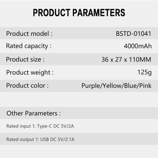 ABS Mini Phone Power Bank Fast Charging Customizable 4000mAh