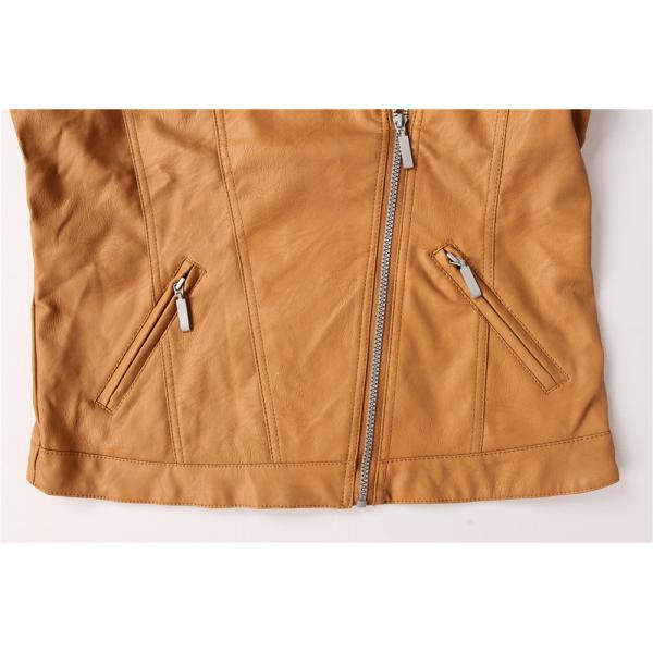 Stockpapa Slim Fit Pu Biker Jacket Ladies Light Brown With Belt