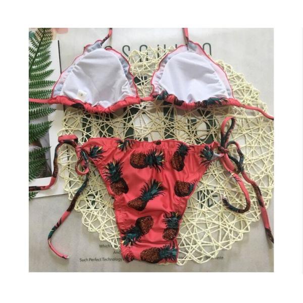 Swimwear button 2018 Sexy Bikinis women swimsuit brazilian woman Bandeau Push up Vintage Bikini Set Biquini beachwear