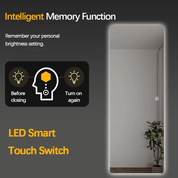 xplosion Proof Frameless Backlit Bathroom Mirror Full Length Rectangle LED Bathroom Mirror