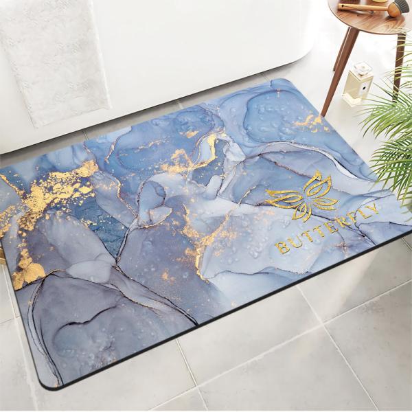 Teste padrão de mármore luxuoso claro 40*60cm do tapete impermeável macio do banheiro da lama da diatomácea