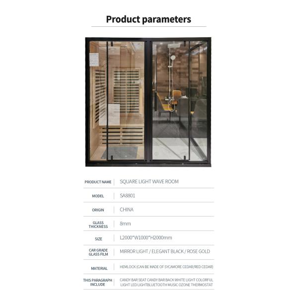 Luxury Shower Steam Wood Sauna Room