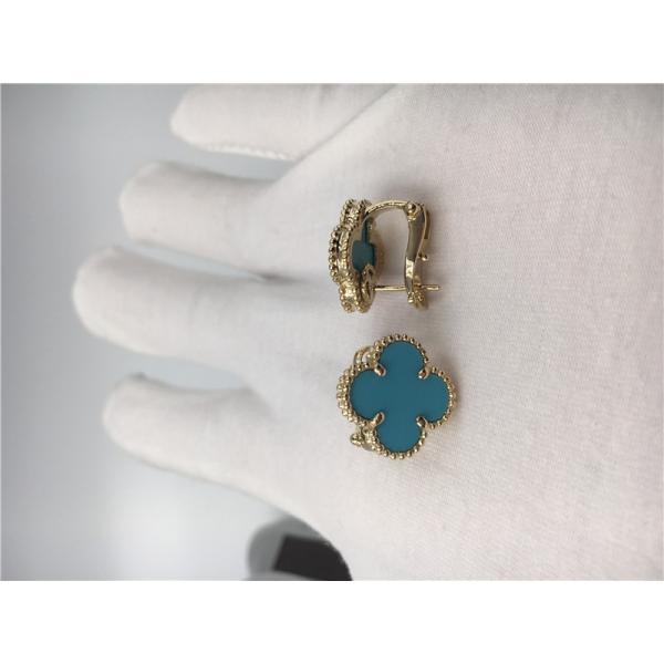 Van Cleef Arpels Sweet Alhambra earstuds 18k yellow gold with turquoise