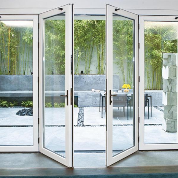 Double Glazing Tempered Glass Door Aluminium Frame , Restaurant Swing Doors Commercial