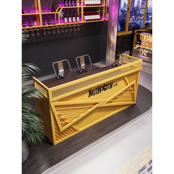 Versatile Multi-Purpose Container Reception Desk Milk Tea Coffee Shop Iron Metal Industrial Bar Counter