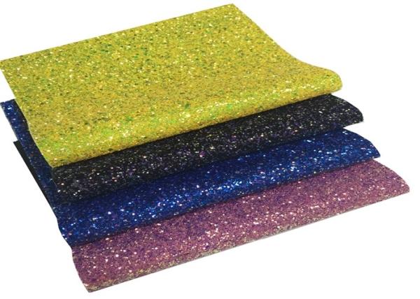 Chunky Glitter Leather, Synthetic Leather, Glitter PU Leather For DIY Accessories Shoes Handbags Wallpaper Decoraction