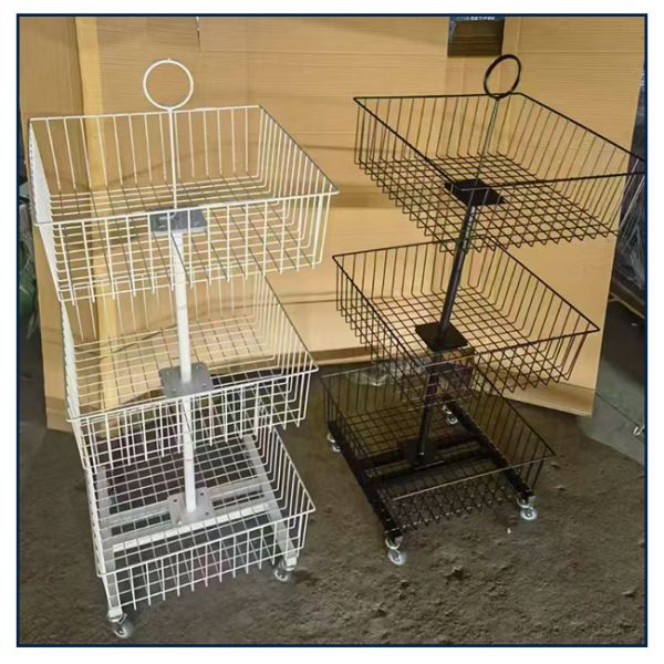 Popular Supermarket Wire Container Promotion Mesh Cage With Wheels