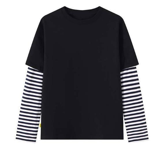 Small Moq Clothing Manufacturers Men'S Double Sleeve Strip Long Sleeve T Shirt With 95% Cotton 5% Spandex