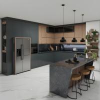 Gabinete de cocina de melamina muebles modernos diseñador de gabinete para el apartamento
