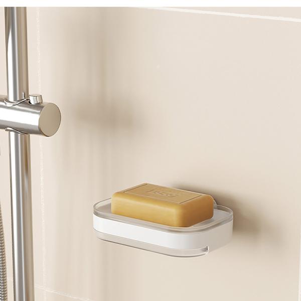 No Drilling Strong Adhesive Plastic Shower Caddy Soap Holder for Bathroom and Kitchen
