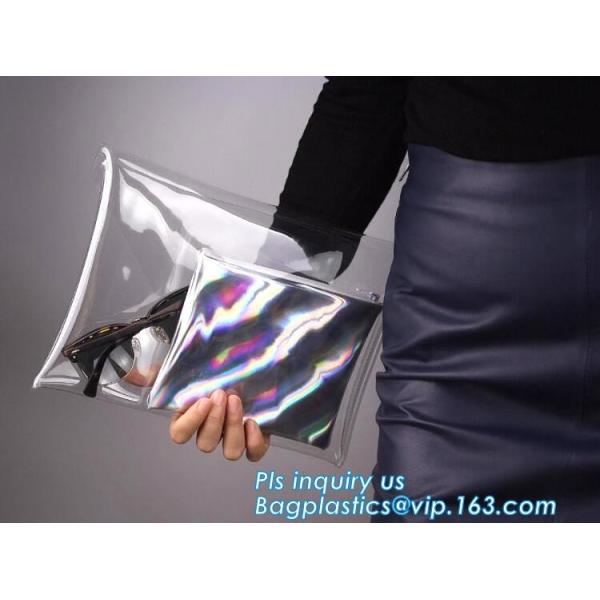 Eco-friendly Practical Waterproof Transparent Zipper Hand Bag PVC Cosmetic Clutch Bag For Gift Promotion, purse, wallet