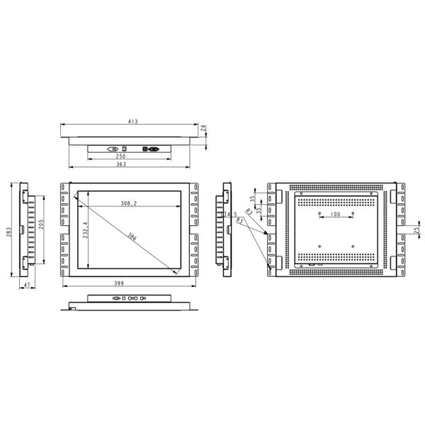 15 Inch IR 3M/ELO Touch Screen Gaming Monitor RS232 / USB For Game Machine Interactive Kiosk