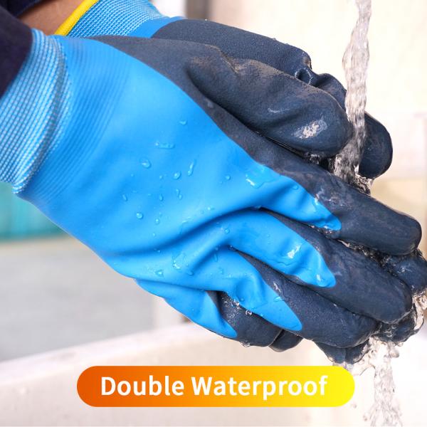 Anti Slip Fully Coated Latex Gloves Oil Resistant Work Gloves Waterproof