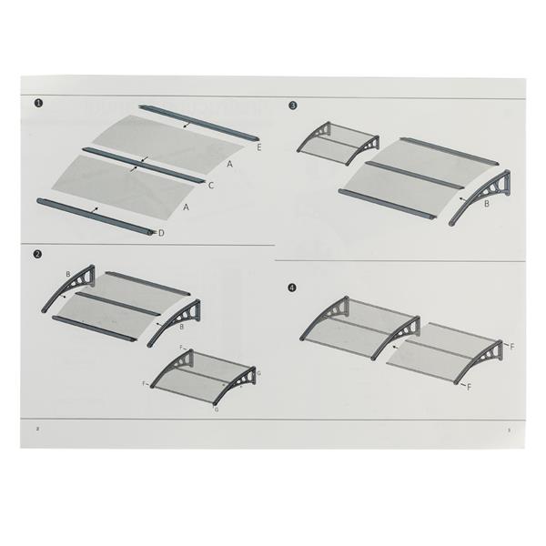 Waterproof Outdoor Polycarbonate Awning Silver Bracket Strong Impact Resistance