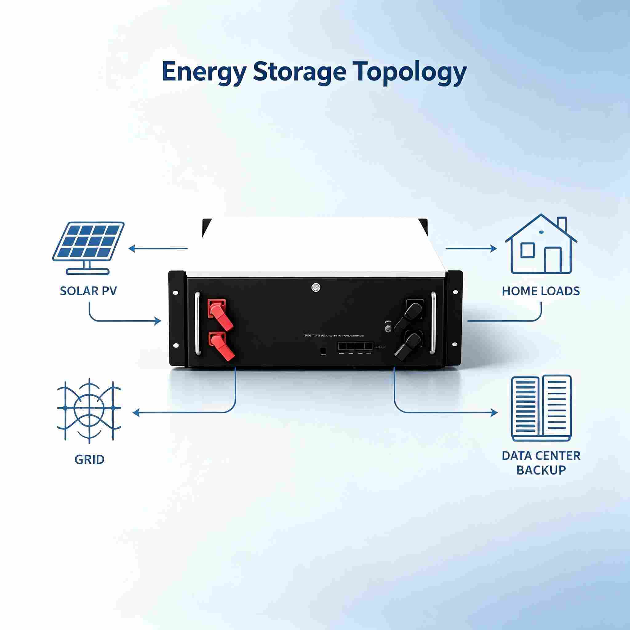51.2V 100Ah 200Ah Rack Mounted LiFePO4 Solar Battery 5kWh 10kWh Energy Storage System - TIANON