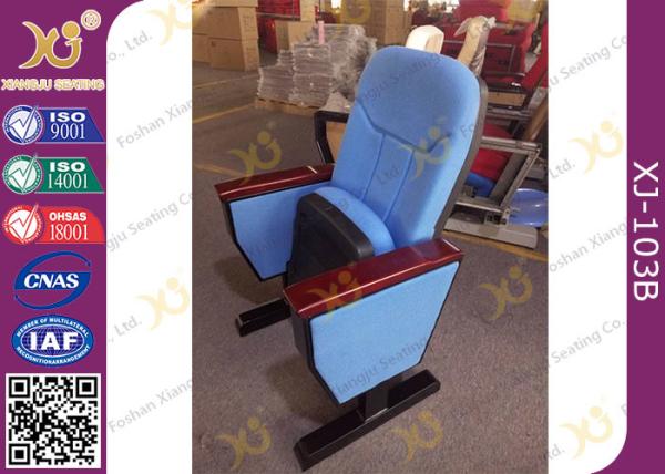 Long-term Comfort No Floor Fixed Blue PP Back Conferece Hall Chairs With MDF Pad