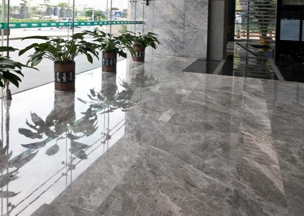 Silver Grey Marble Stone Tile Slab For Kitchen / Bathroom CE Approval