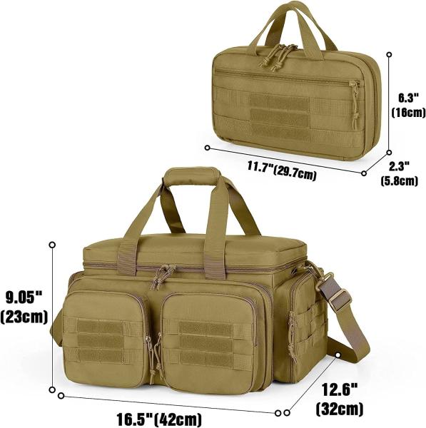 Pistol Hand Gun Small Tactical Gun Bag Waterproof Khaki Magazine Storage 16x12x9