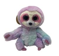 Enregistrement de logo personnalisé et répétition gauche et droite mouvement violet rose cravate teinture paresseux jouet en peluche