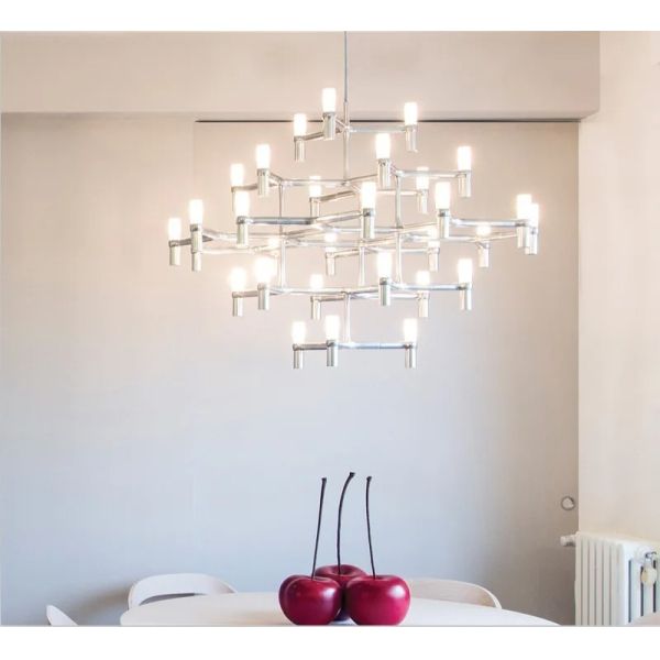 Crown Major Pendant lamp Nordic Tube chrome chandelier  Crown Plana Mega Pendant（WH-AP-637）