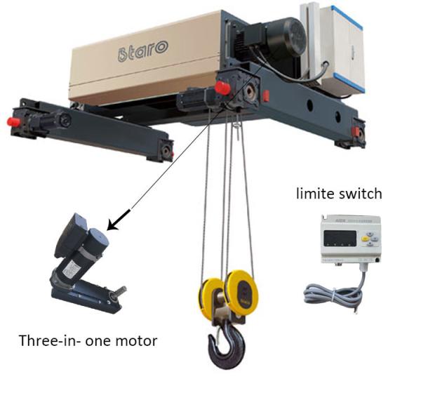 10 ton wire rope hoist for single girder overhead crane with three in one motor