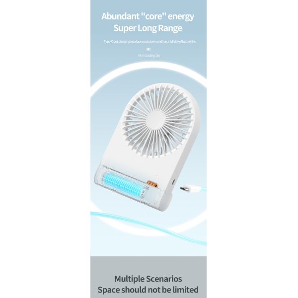 Stylish Portable Foldable Small Quiet Desk Fan C Type Rechargeable Fan Custom Logo