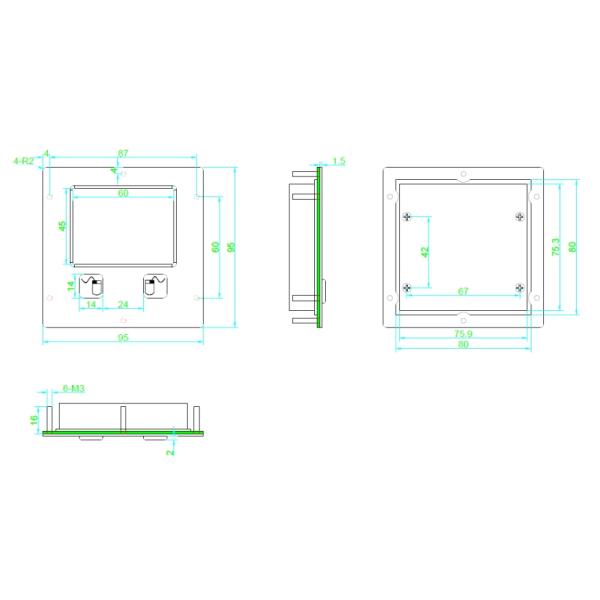 IP67 dynamic Sealed and Ruggedized Tough Touchpad with sealed stainless steel mouse keys