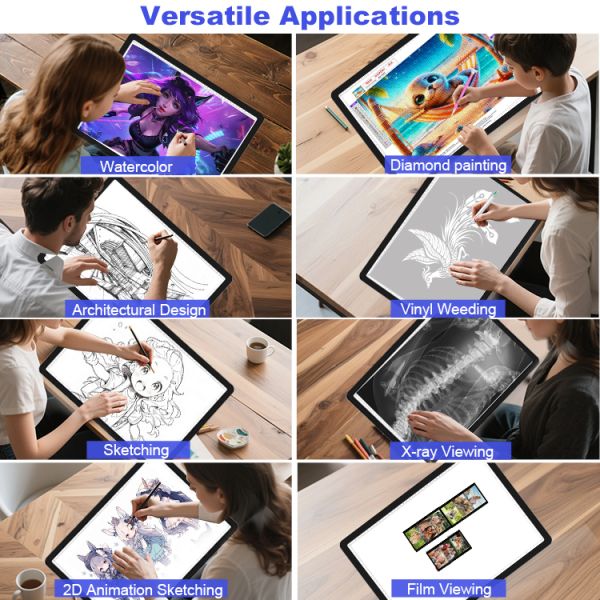 CE FCC ROHS Certified LED Light Pad A4 D90 6 Level Natural Light Drawing Board for 2D Animation Sketching Applications