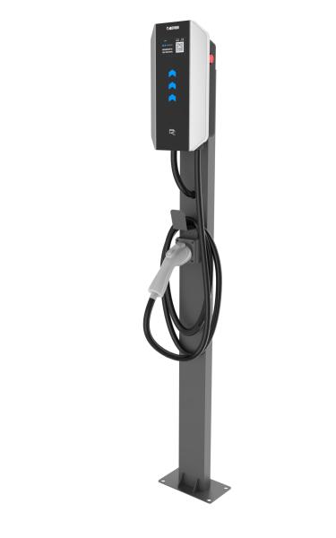 Wall-Mounted Pedestal Charger ABS with Type 2 Plug 3-in-1 RFID App LCD Screen OCPP Ready