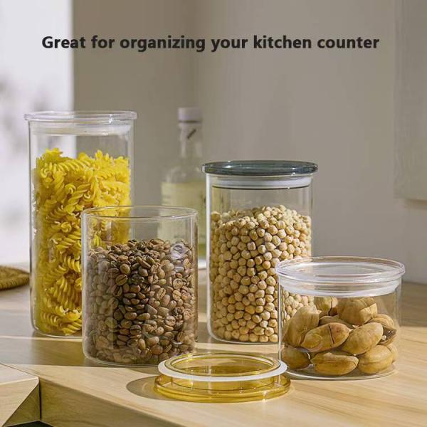 High Borosilicate Glass Canister with PS Lid for Kitchen Storage