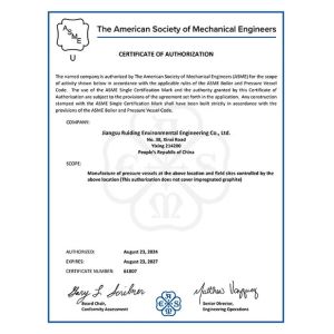 Jiangsu Ruiding Environmental Engineering Co., Ltd. Certifications