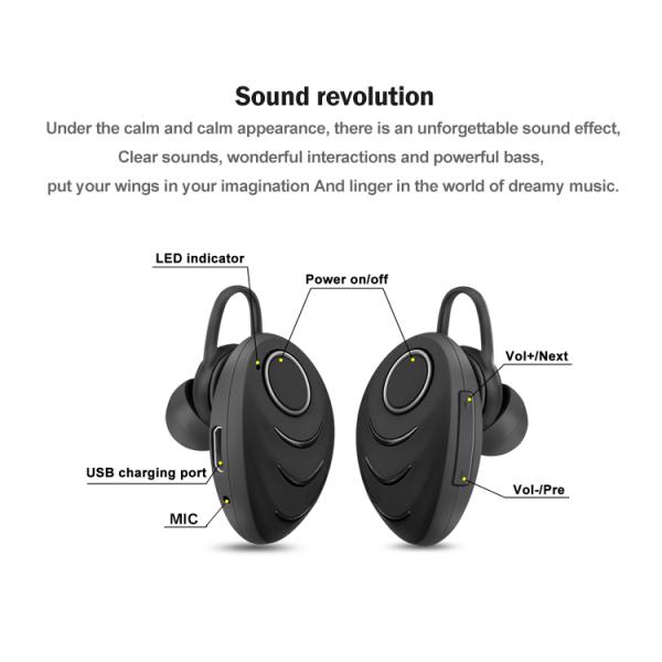 40mAh Single Bluetooth Earpiece 4 Hrs Playtime Hands Free Car Headphones