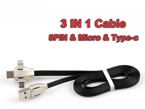 2018 New trending products logo printing fast charger 3 in 1 usb cable