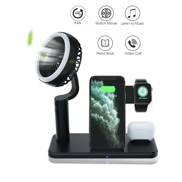 15w Fast Wireless Charger with Cooling Fan and Adjustable Phone Dock in PC Fireproof Material