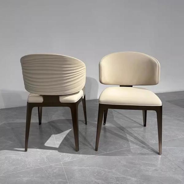 Hotel Restaurant Light Luxury Stainless Steel Leather Dining Chair