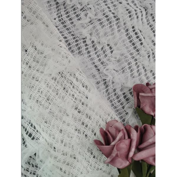 белые флористические дети ткани шнурка 3D одевают шнурок вязания крючком ткани