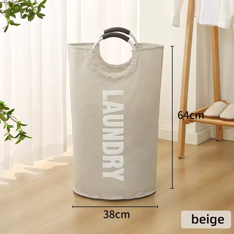 Wholesale Large Capacity Oxford Fabric Laundry Hamper Collapsible Clothes Basket with Aluminum Ring Handle